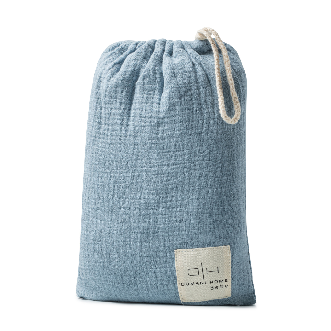 DH Gauze 3 Piece Blue Crib Set in Pouch