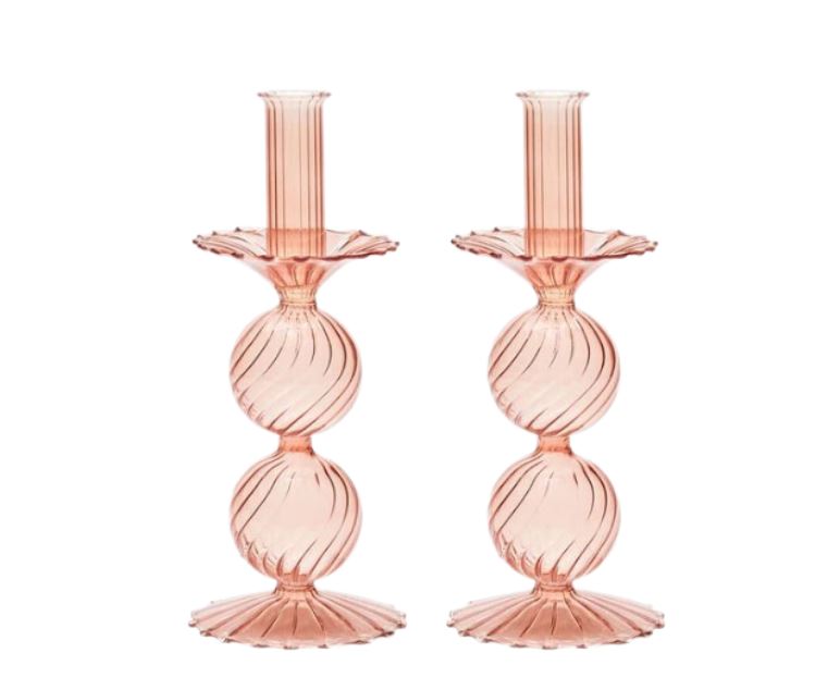 Kim Seybert Bella Blush  Candelstick Set of 2
