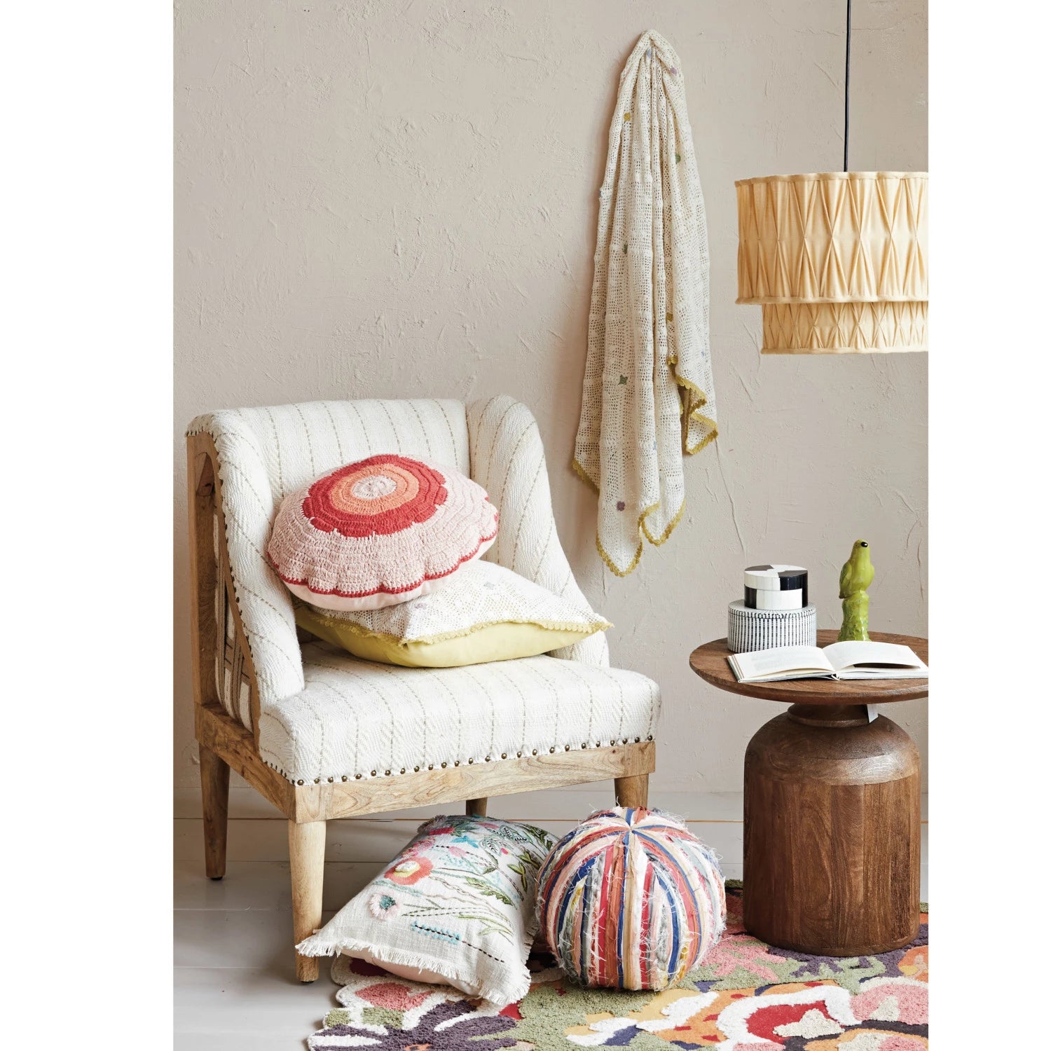 Round Woven Cotton Blend Orb Pillow
