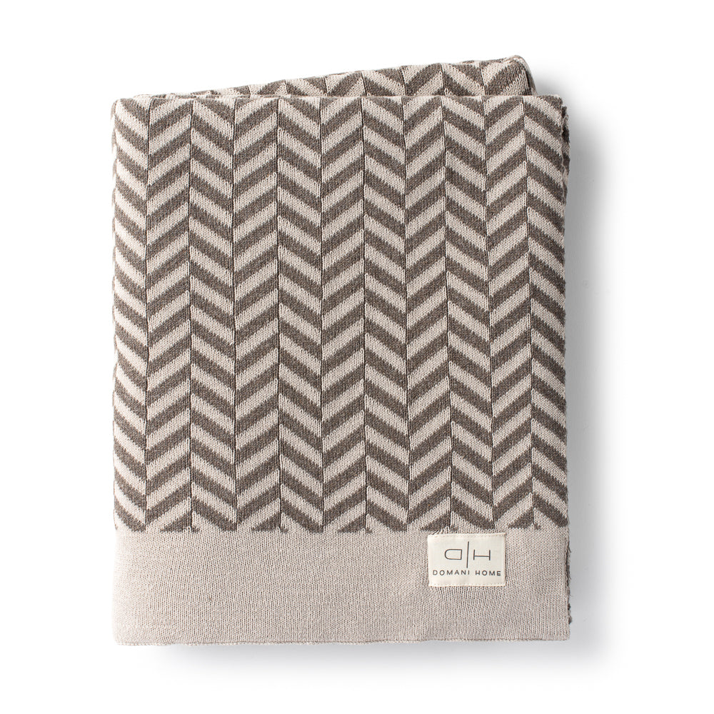 DH Zima Herringbone Throw Taupe